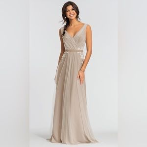 Bridesmaid or wedding gown dress V-Neck Long Tulle